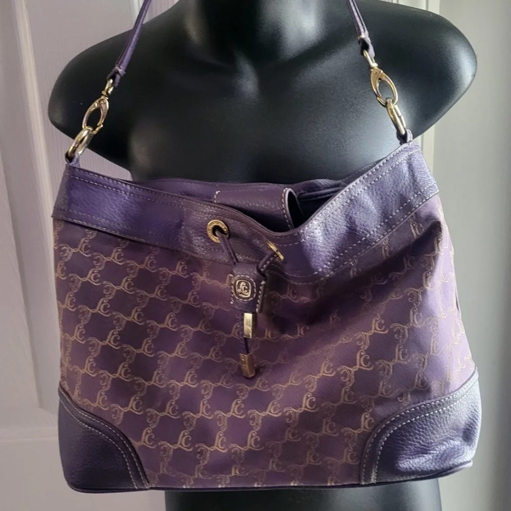 Liz Claiborne women's handbag purple and gold chainlink satchel - Picture 1 of 14